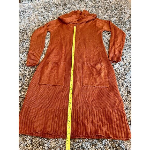 Alison Andrews Pullover Cowl Turtleneck Dress with Pockets Brownish Orange Sz XS - Picture 10 of 14